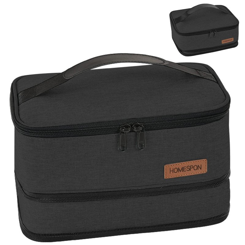 Buringer HOMESPON Expandable Lunch Bag for Men Women Insulated Lunch Box Holder with Handle for Picnics Work Travel(Black)