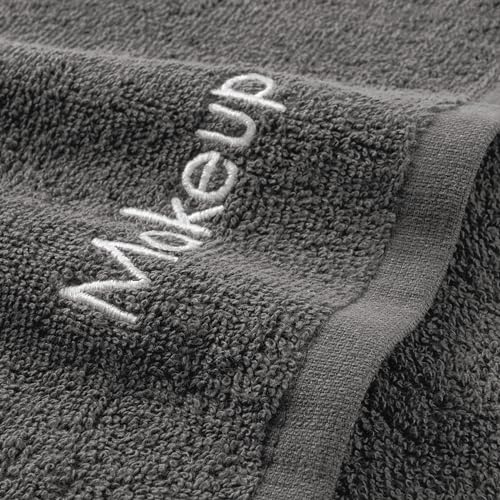 100% Cotton Makeup Remover Washcloths, Reusable Face Towels - 6 Pack, Grey