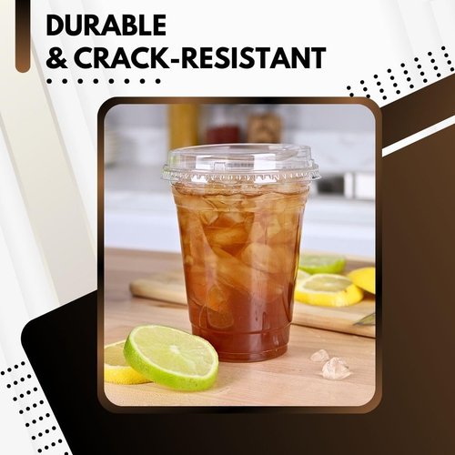 Green Direct 20 oz. Disposable Plastic Clear Cups with Strawless Sip Lids for Iced Coffee 50