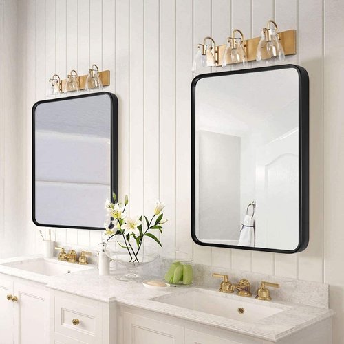 SNUGACE Matte Black Bathroom Mirrors for Over Sink, Rectangle Framed Bathroom Vanity Mirror for Wall, 20x28 Inch