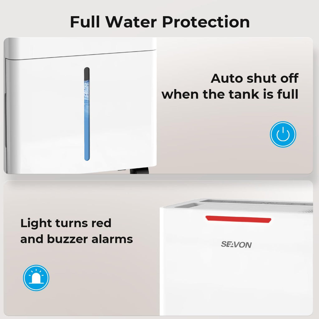 SEAVON 21 Pint Dehumidifier - Powerful Moisture Removal for Home | Smart Humidity Control & 24H Timer