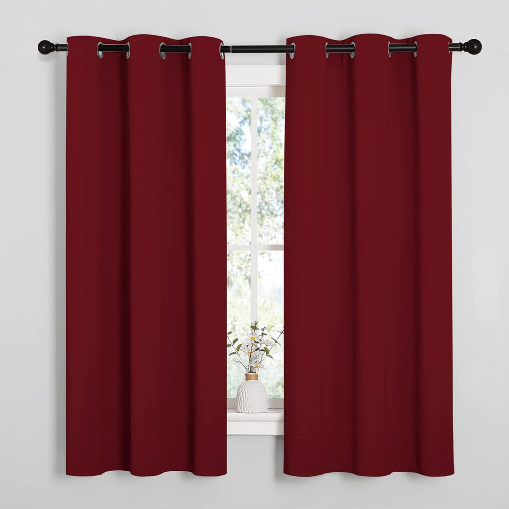 NICETOWN Burgundy Red Blackout Curtains - Thermal Insulated Drapes for Short Windows | 48" Length, 2 Panels, 42" Wide