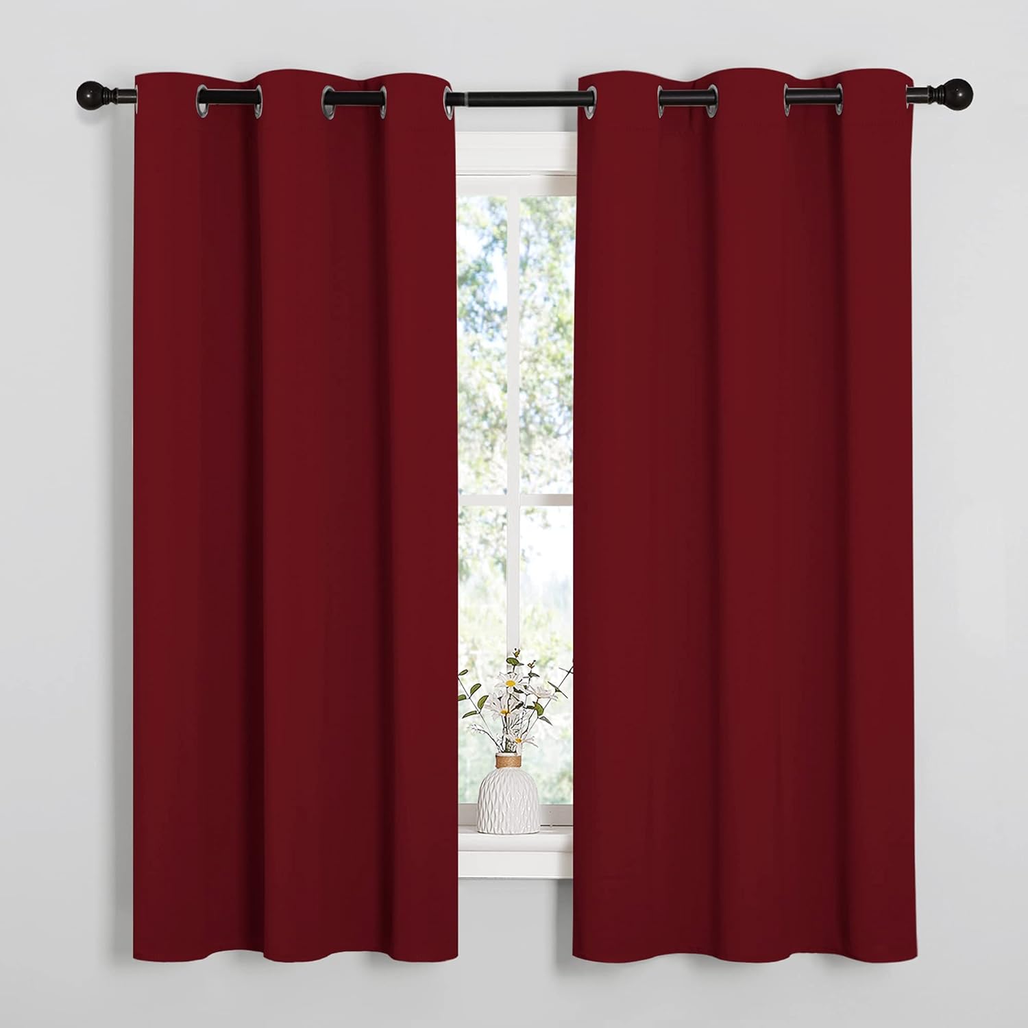 NICETOWN Burgundy Red Blackout Curtains - Thermal Insulated Drapes for Short Windows | 48" Length, 2 Panels, 42" Wide