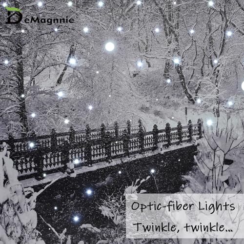 DEMAGNNIE 28x20 Inch Lighted Winter Wall Art - Framed Snowy Landscape with Timer, Battery Operated Christmas Decoration