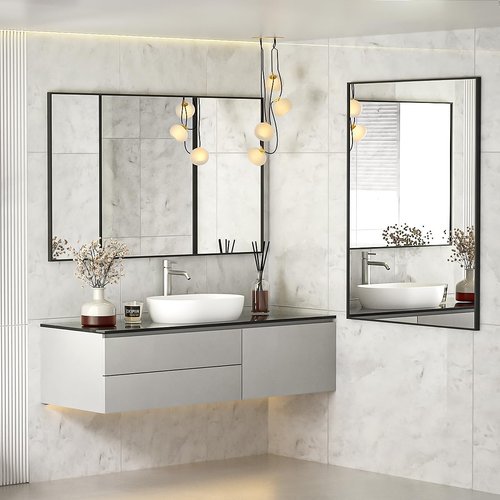 Koonmi Black Rectangle Wall Mirror - 20x30 Inch Aluminum Frame Vanity Mirror for Bathroom & Entryway