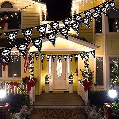 TTBDKKDM Jack Skellington Triangle String Bunting Banner for Christmas & Halloween - J3