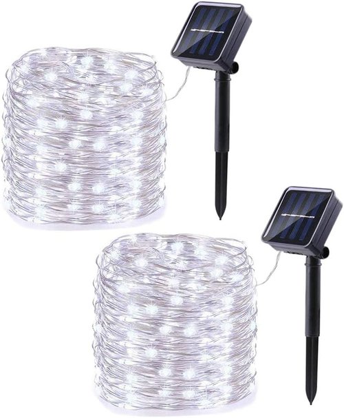 Lomotech Solar String Lights - 66ft 200LED Waterproof Fairy Lights with 8 Modes for Outdoor Decor | White