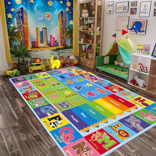 Educational ABC Kids Play Rug - Non-Slip Classroom Carpet, 59" x 39.4"
