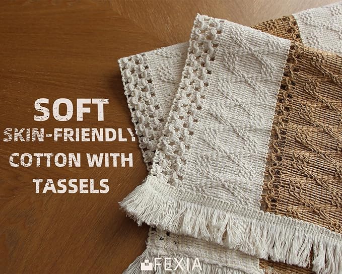 Boho Macrame Placemats Set of 6, Woven Burlap Farmhouse Dining Table Mats