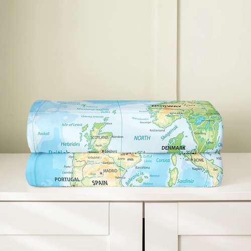Erosebridal World Map Throw Blanket All Season,Map of Various Countrie Fleece Flannel for Kids Boys Girls,Topographic World Continents Bed Blanket Throw 50x60,Geographic Living Room Decor