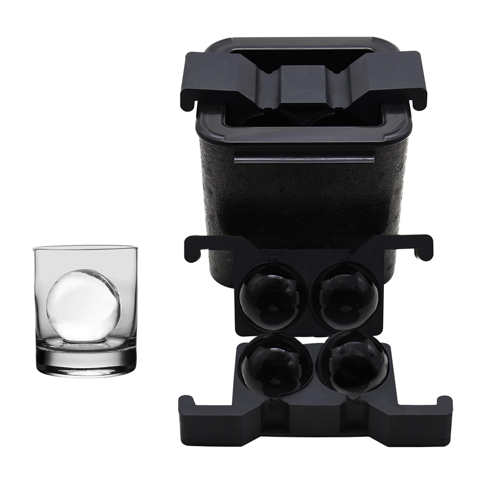 Cocktail Ice Molds Set of 4-2.5" Large Round Ice Cube Trays for Whiskey Rocks, Brandy, Bourbon, Cocktails, Fruit