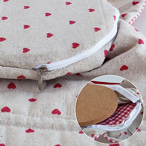 Insulated Tea Cozy Set, Green Floral Cotton Teapot Cover Warmer