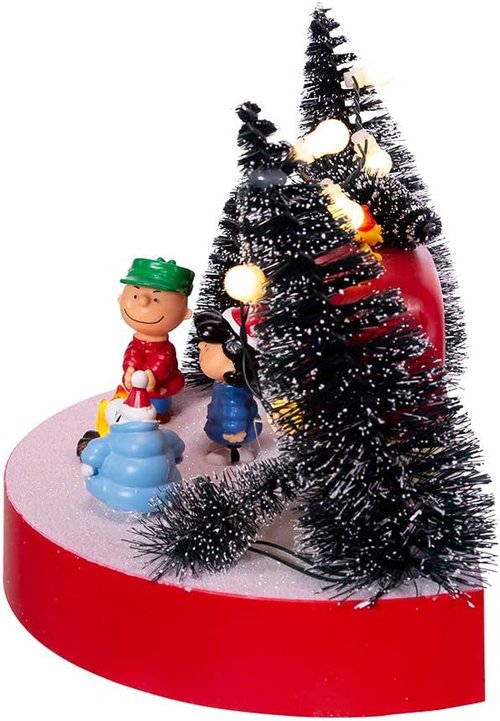 Kurt Adler 7-Inch Musical Peanuts Camper Scene - Battery-Operated Table Decor Piece