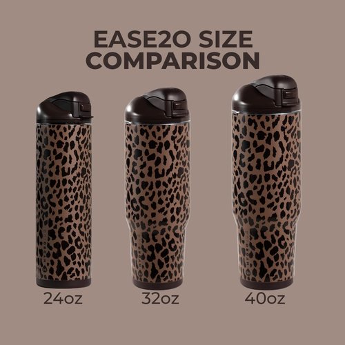 HydroJug 32oz Stainless Steel Water Bottle - Vented Cap, Straw & Chug Lid, Brown Leopard Design