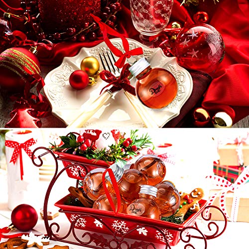 Patelai 12 Pcs Clear Fillable Christmas Drink Balls with Silver Caps and Stickers
