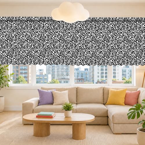 6-Piece Composition Notebook Curtains, Black and White Classroom Valances