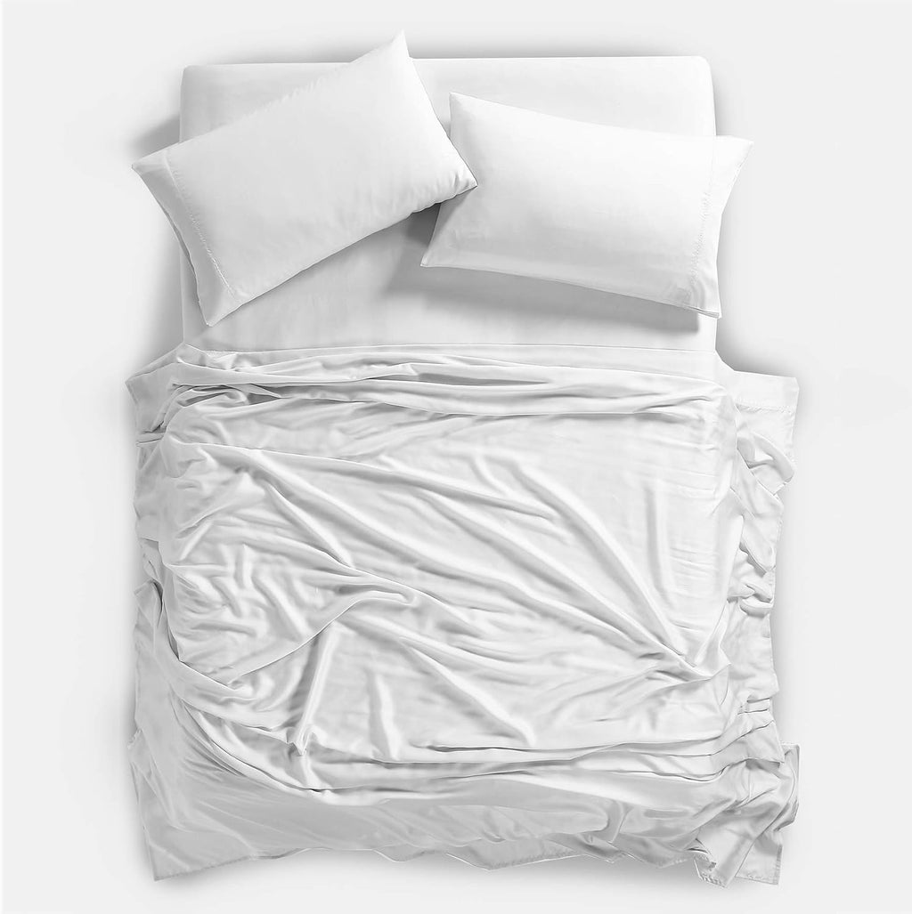 Skiennix Viscose Sheet Set - Luxuriously Soft 100% Rayon Bamboo | King Size, 4-Piece with Deep Pockets - White