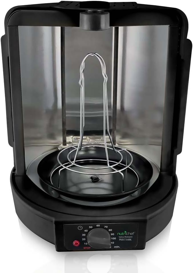 NutriChef Vertical Rotisserie Oven - Rotating Shawarma & Kebab Machine with Skewer Rack | Ideal for Chicken, Turkey & Lamb