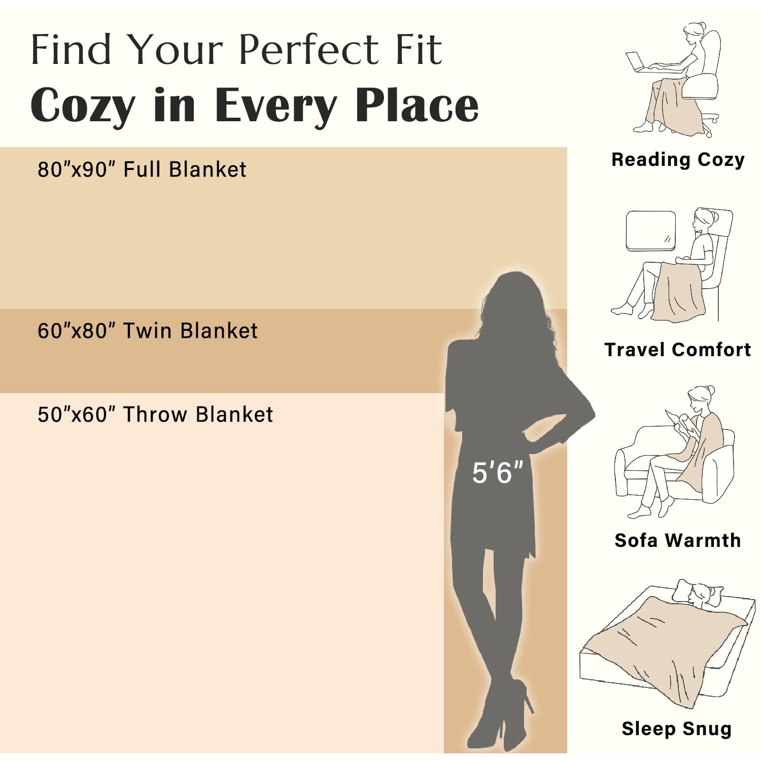 jinchan Boho 100% Cotton Muslin Twin Size 60x80 Throw Blanket Lightweight 4-Layer Orange Reversible Blanket Washable Breathable Geometric Striped Pattern Soft Comfy for Couch Bed Decor All Seasons