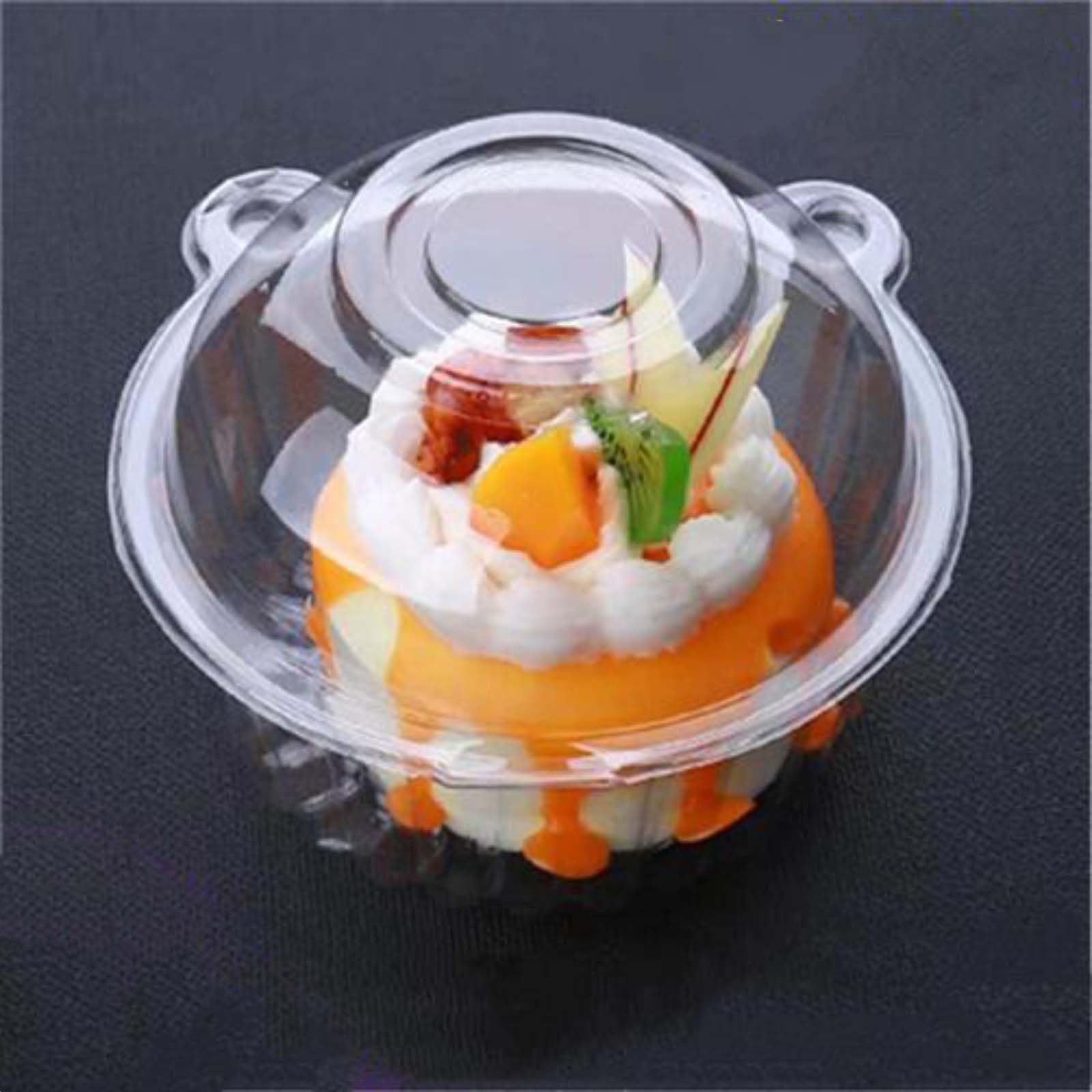 FUailiYY 100 Jumbo Muffin Containers, Clear Plastic Muffin Containers, Flip Design, Cartoon ShapeCupcake Containers（extra large）