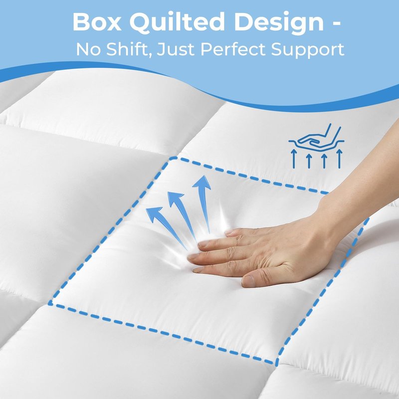 YUGYVOB King Mattress Topper - 800GSM Extra Thick Cooling & Breathable Mattress Pad with Deep Pocket 8"-21" & Soft Down Alternative Filling, White