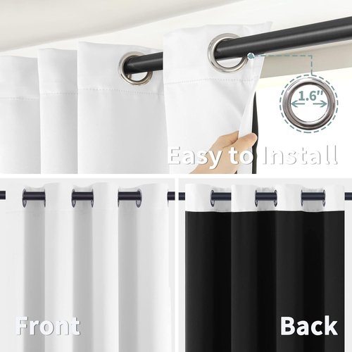 BGment Blackout Curtains - Thermal Insulated Room Darkening Drapes, 2 Panels, 42 x 63 Inch, White & Black