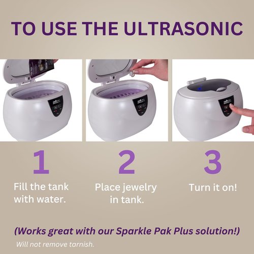 GemOro Sparkle Spa | Personal Ultrasonic Jewelry Cleaner with 3 User-Programmable Timed Cleaning Cycles | Professional Performance Machine for Rings Watches Glasses Earrings (1783)