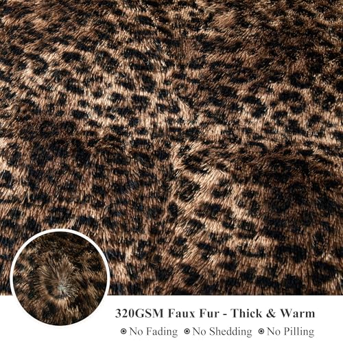 Fluffy Faux Fur Leopard Print Body Pillow Cover 20x54 with Zipper