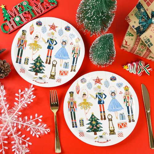 Elyxio Nutcracker Christmas Paper Plates 9in Set of 48 - Festive Holiday Tableware
