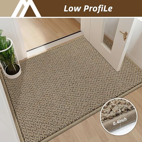 Absorbent Indoor Door Mat 20x32, Non-Slip Washable Entrance Rug, Taupe
