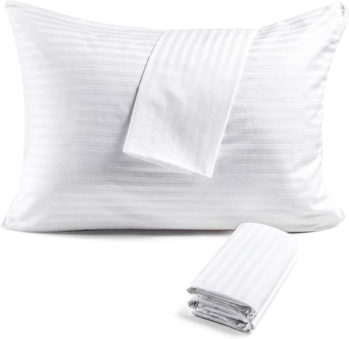 FAUNNA 600TC Cotton Pillow Protectors - Oeko-TEX Certified, Hotel Grade, Standard Size (20x26), 4 Pack, White