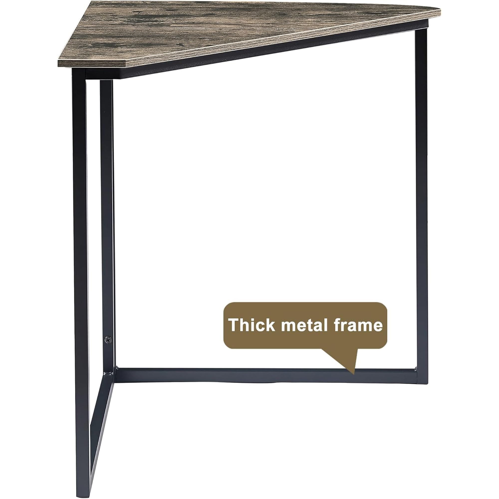 VECELO Corner Desk,Office Tables for Living Room for Small Space Triangle Computer Desk with Steel Frame Corner Shelves with Metal Frame Writing Desk for Workstation Classic Grey 33.1"