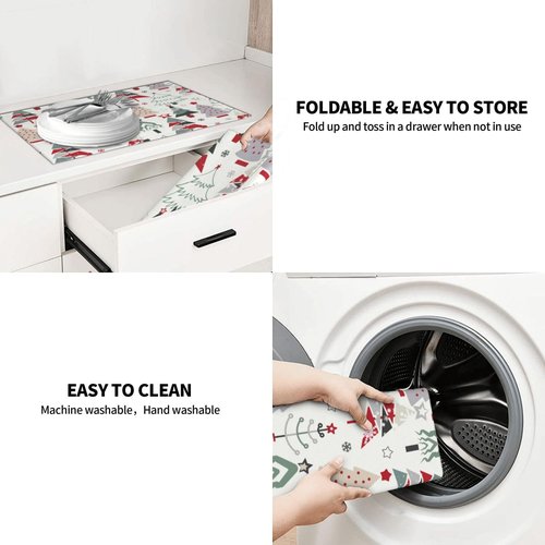 Beautiful Christmas Tree Dish Drying Mat 18x24 For Kitchen Counter Absorbent Microfiber Dishes Pad Dish Drainer Rack Mats Fast Dry Kitchen Accessories