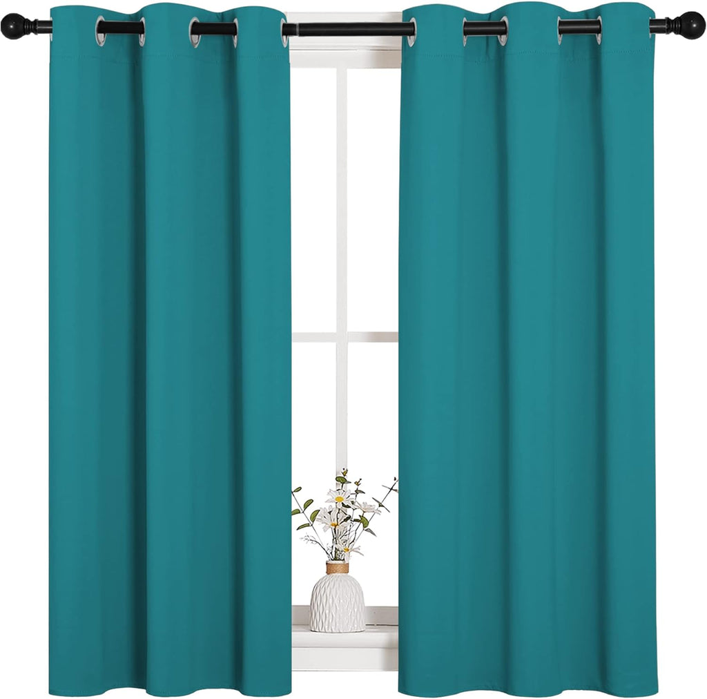 NICETOWN Blackout Curtains - Thermal Insulated Room Darkening Panels for Elegant Bedrooms | Peacock Teal, 45" Length, 2 Pieces