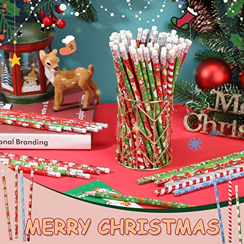 Yexiya 360 Pcs Christmas Pencil Set with Erasers - Snowman Santa Tree Assorted Holiday Stationery - Variation 1