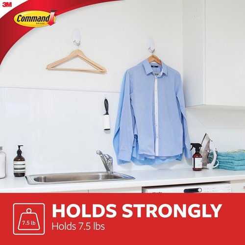 Command Clothes Hanger - Holds Up to 7.5 lbs | Fits 3 Plastic or 7 Metal Hangers - Ideal for Laundry Room & Closet Storage