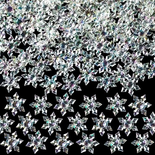 BOARDFEB Transparent Snowflakes - 240Pcs Winter Snowflake Vase Filler Acrylic Crystals Gems