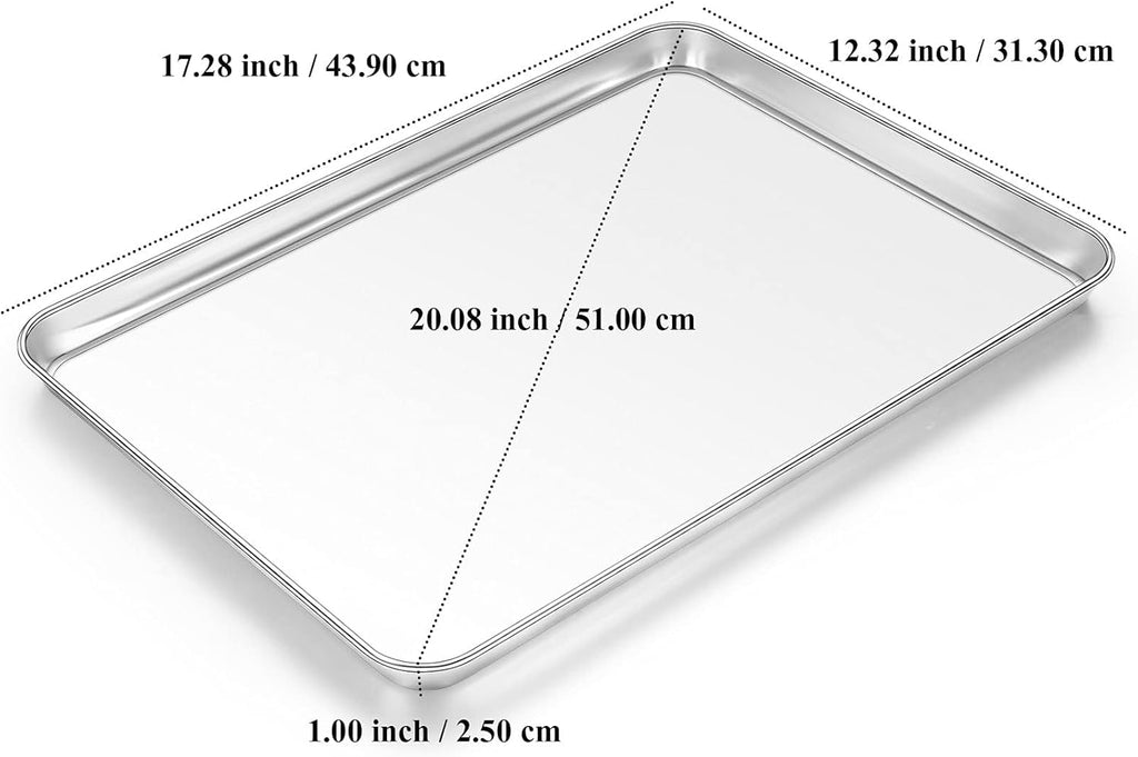 Yododo Baking Sheet Set - Stainless Steel Cookie Sheets with Cooling Racks | Heavy Duty & Easy Clean - 17½ Inch
