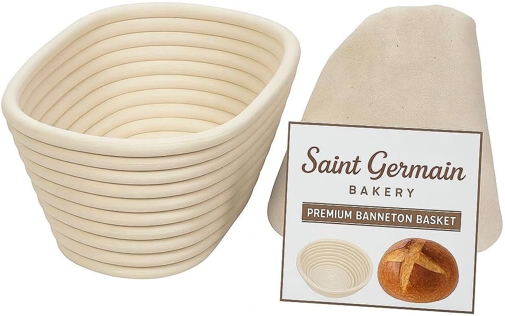 Saint Germain Bakery Premium Round Bread Banneton Basket - Ideal Brotform Proofing Basket for Beautiful Bread (10 Inch)