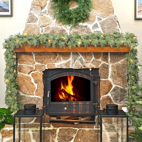 IGEri Cedar-A 9 Ft Artificial Christmas Garland with Real Touch Pine for Outdoor Decor