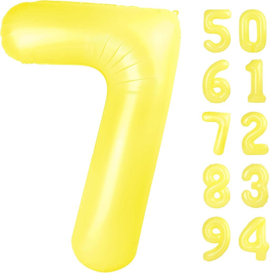 Yellow 7 Balloon | 40-Inch Number Balloon for 7th Birthday Decorations - Perfect for Girls & Women