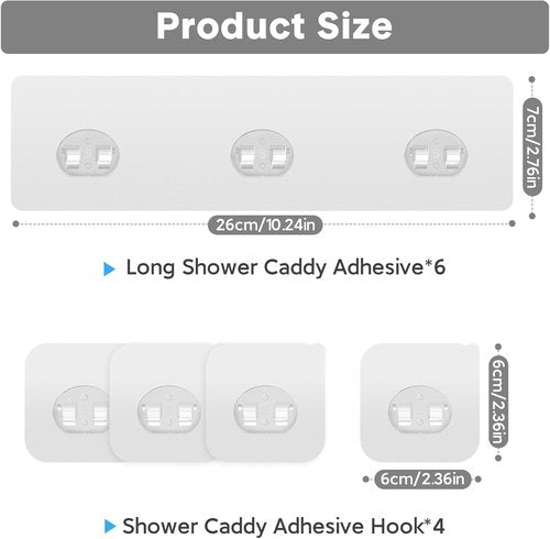 Lsnisni Shower Caddy Adhesive Hooks - Strong Waterproof Strips for No-Drill Bathroom & Kitchen Storage | 10 Pack