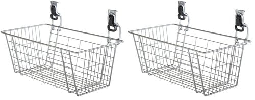Rubbermaid Fasttrack Garage Storage Wire Mesh Basket, Garage Organization System, Easy Wall Mount for Gardening Tools, Kid's Toys, Dog Toy's Storage (Pack of 2)