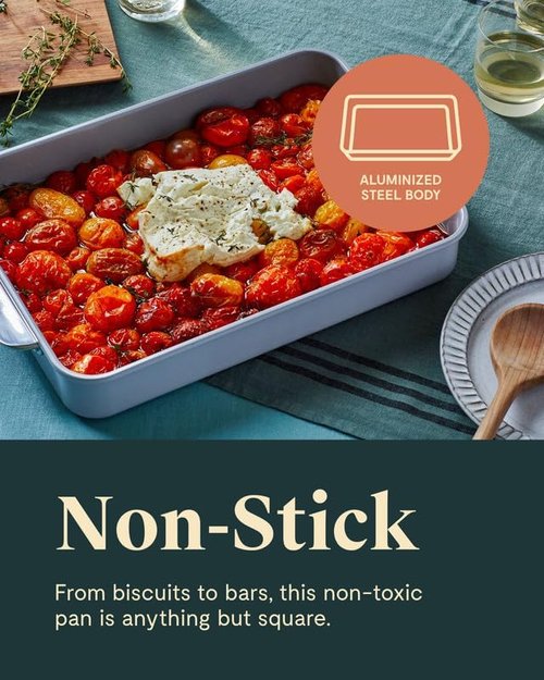 Caraway Non-Stick Ceramic 9”x13” Rectangle Pan - Non-Toxic, PTFE & PFOA Free - Ideal for Brownies & Lasagnas - Black