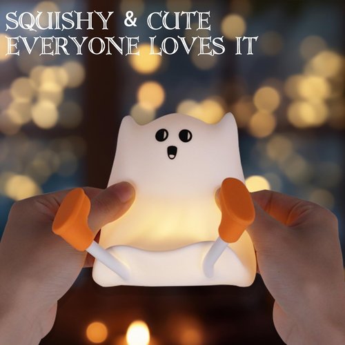 Gefaxi Ghost Night Light Silicone Cute Halloween Ghost Decor Night Light for Breastfeeding Squishy Ghost Nightlight Cordless Rechargeable Dimmable Touch Fun Bedside Light Lamp for Halloween Gifts