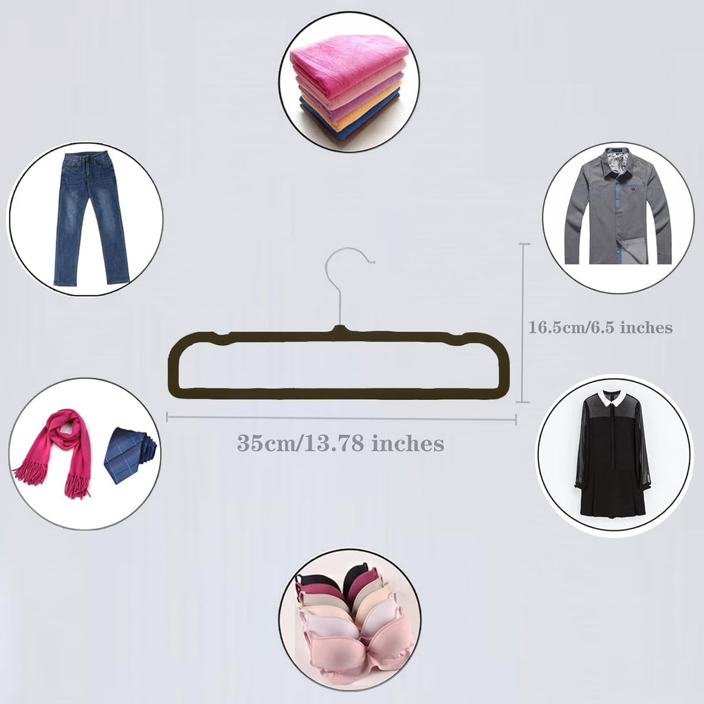 Velvet Pants Hangers by Perchas Terciopelo - Non-Slip 20 Pack for Space-Saving Closet Organization - 360° Rotatable Hook (Black)
