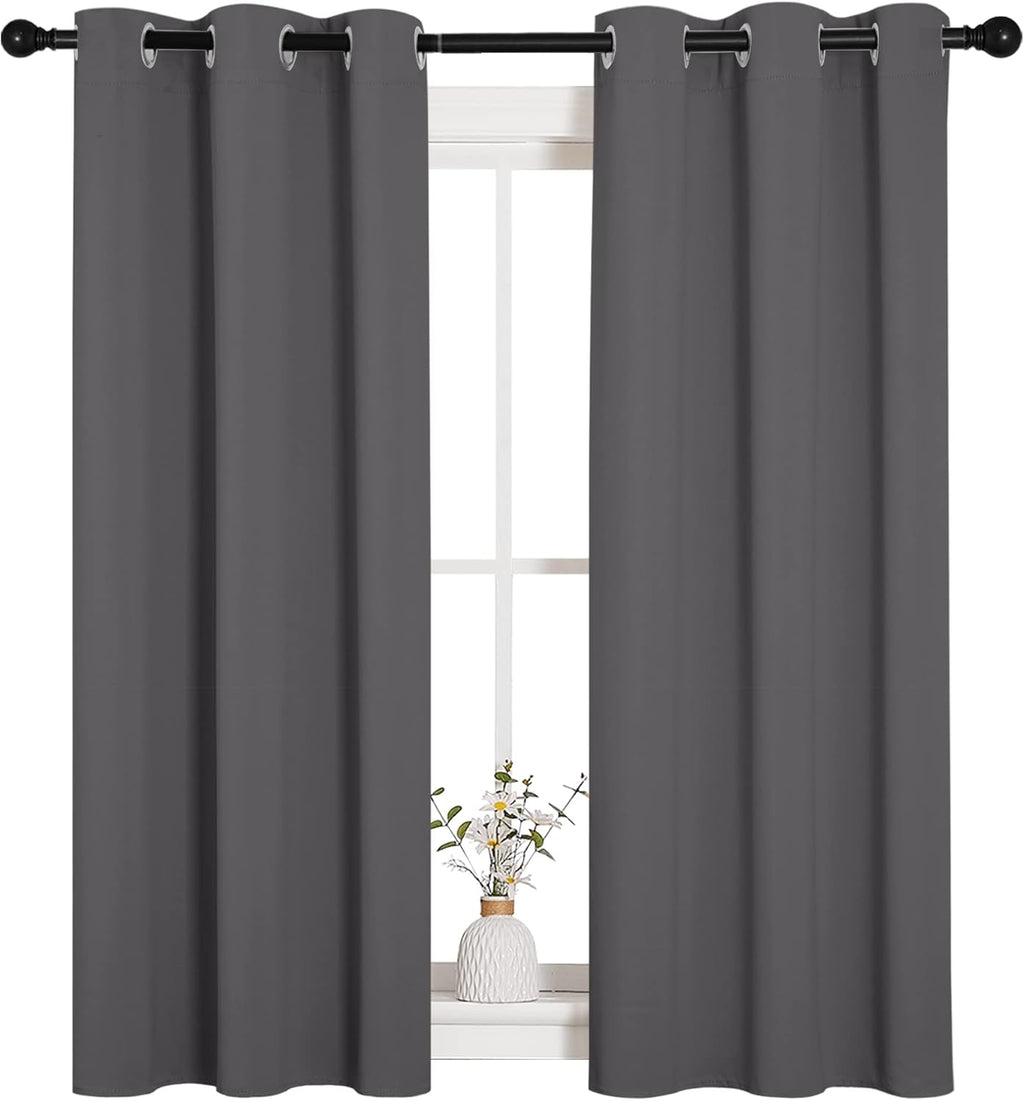 NICETOWN Blackout Drapery Panels - Thermal Insulated Microfiber Curtains | Gray, 34 x 54 Inches (Two Panels)
