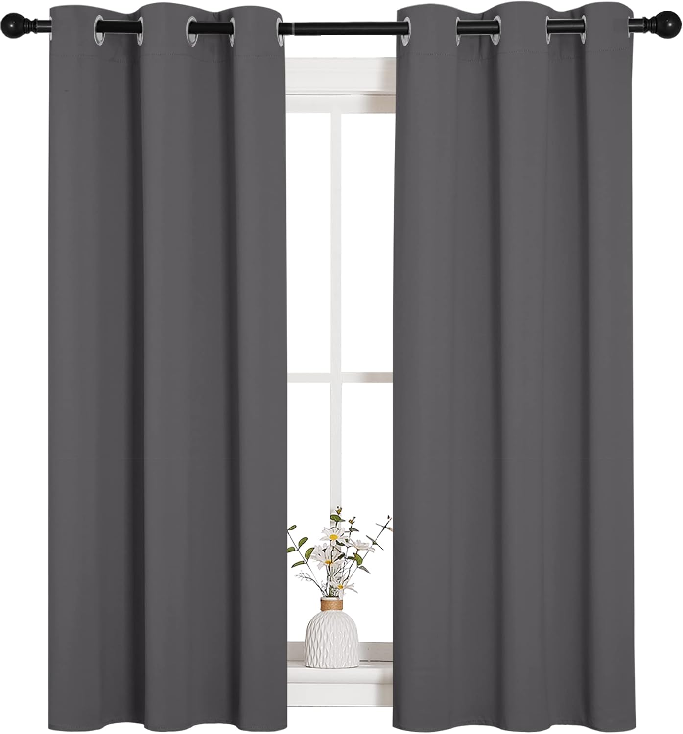 NICETOWN Blackout Drapery Panels - Thermal Insulated Microfiber Curtains | Gray, 34 x 54 Inches (Two Panels)