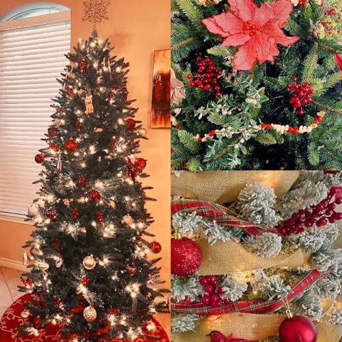 60 Pack Artificial Red Berry Stems 8.9in Christmas Picks Holly Branches for Christmas Tree Decor, DIY, Wedding