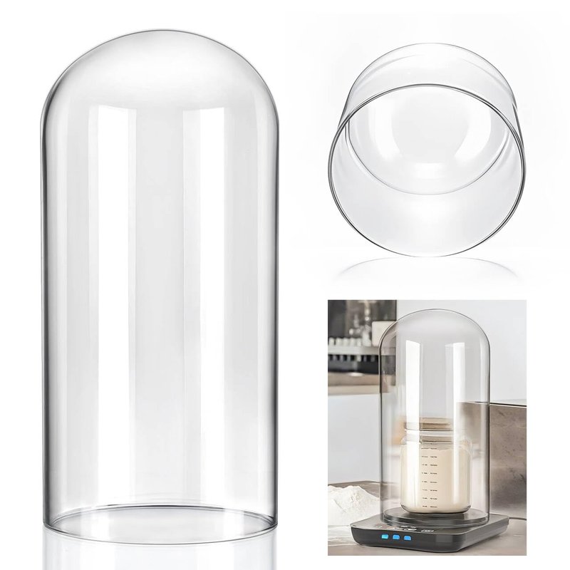 kanpura Glass Dome for Sourdough Starter Heating Pad Accessories Fits Jars Up to 4.33" Diameter x 7.8" Height Durable Clear Glass Cover